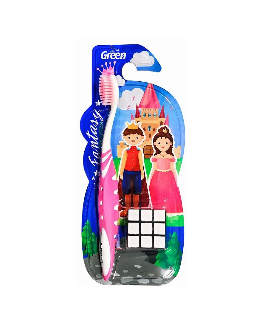 Escova Dental Infantil Rosa 4 Anos + com Cubo Mágico Green