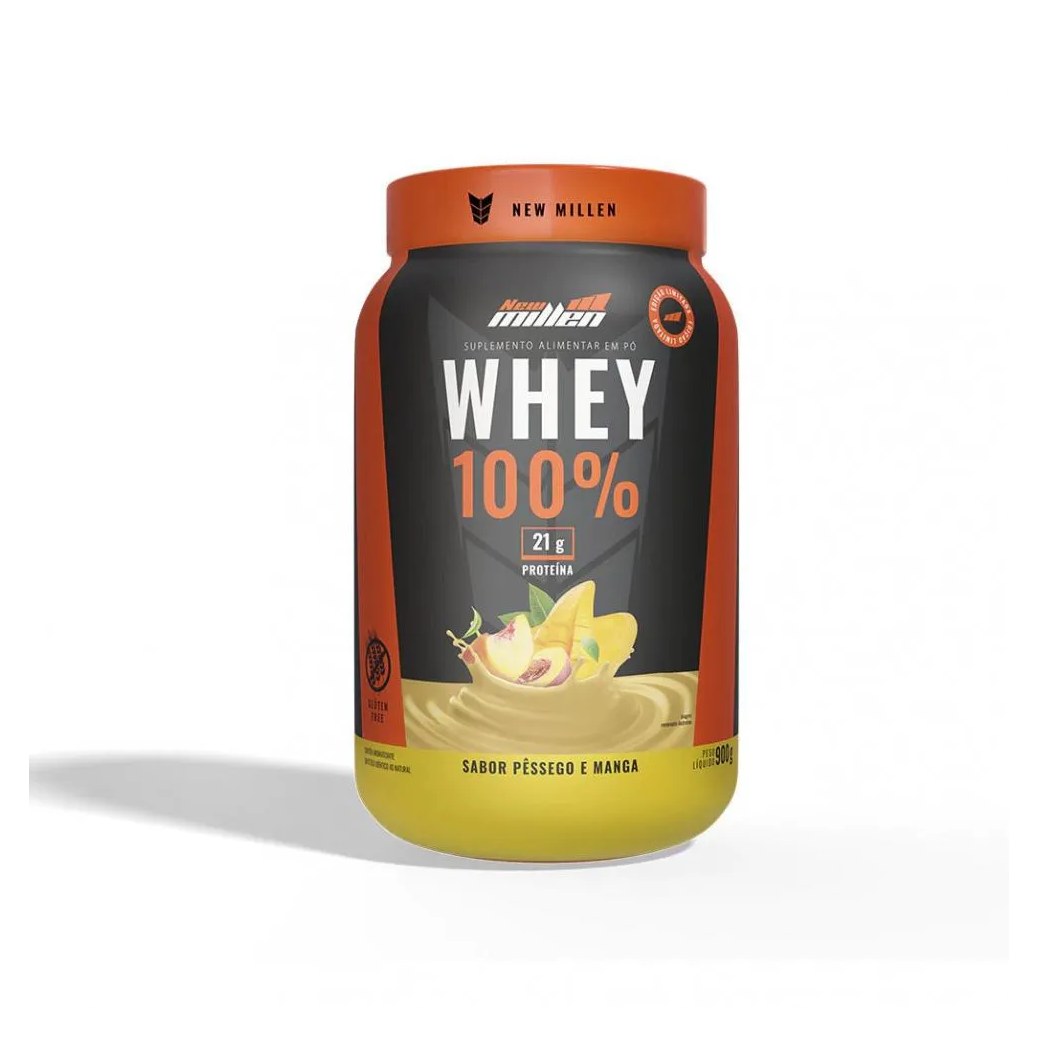 Whey 100% Pote (900g) - Sabor: Pêssego e Manga