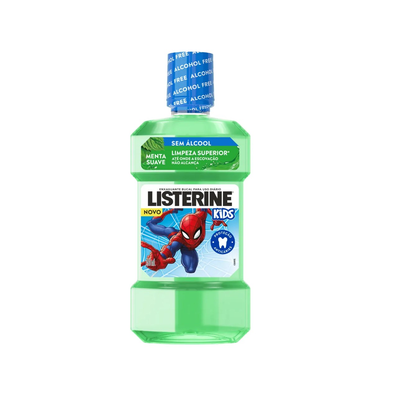 Enxaguante Bucal Listerine Infantil Homem-Aranha Anticáries Sem Álcool Menta Suave 250ml