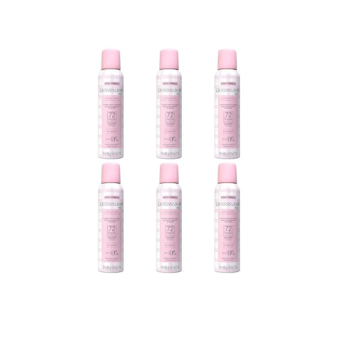 Desodorante Aero Giovanna Baby 150ml Classic Rosa-Kit C/6Un