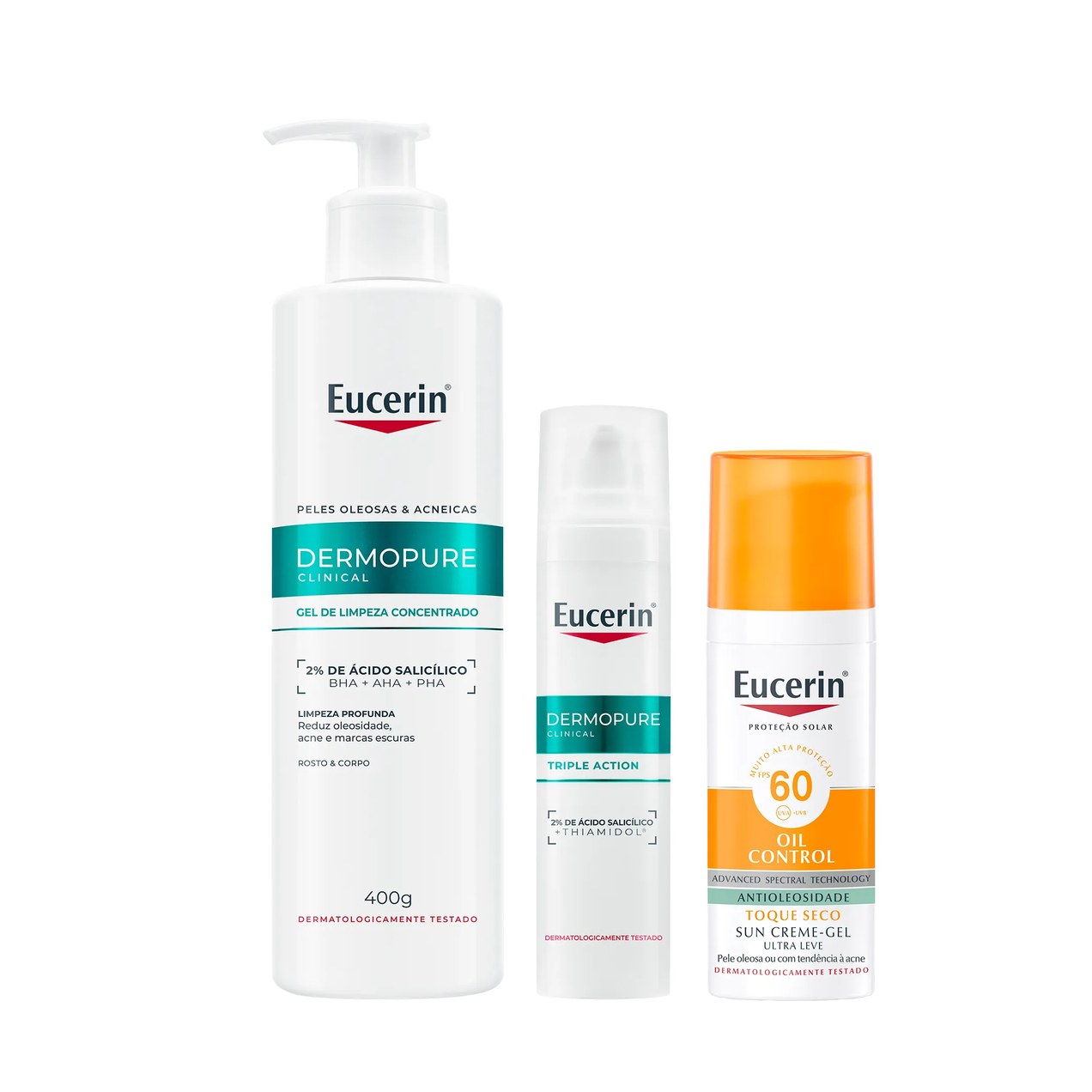 Kit Facial Eucerin Gel de Limpeza Dermo Pure Gentil 400g + Sérum Anti-Idade Hyaluron-Filler Epigenetic 30ml + Protetor Solar Fluido FPS 60 Hydro Fluid 50ml