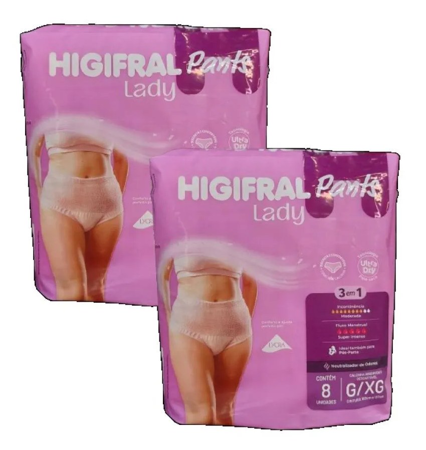 Kit2 Calcinha Descartável Lady Nude 8uni. Pós Parto Higifral