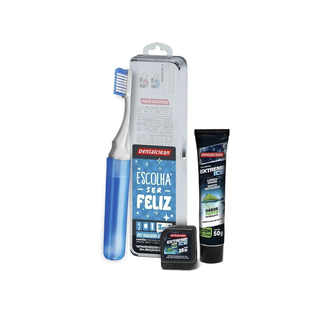 Dentalclean Kit Viagem Escova Dental + Fio Dental + Creme Dental