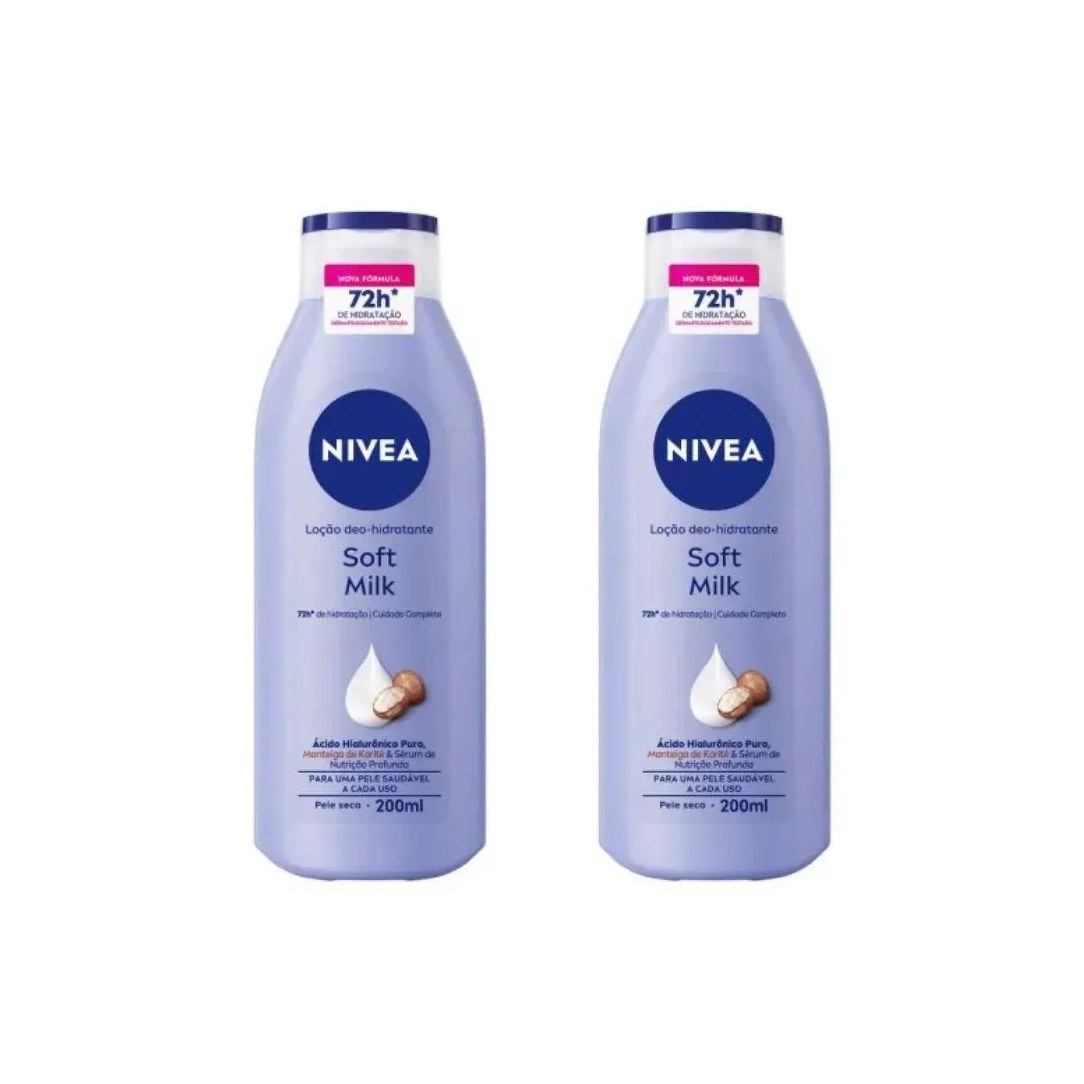 Hidratante Corporal Nivea 200ml Soft Milk Pele Seca - Kit2Un