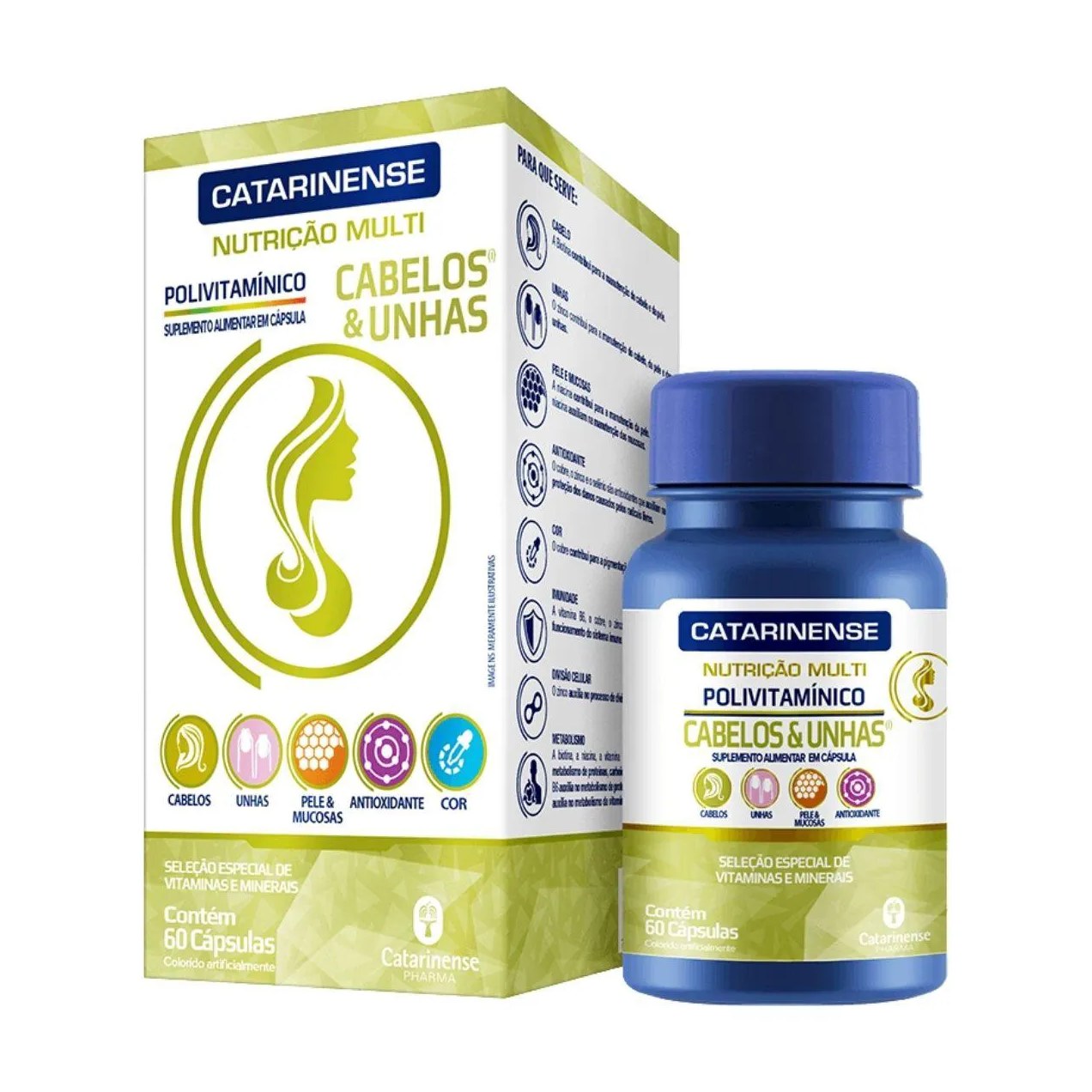Nutricao Multi Polivitaminico Cabelos Unhas 60 Capsulas Catarinense Natural