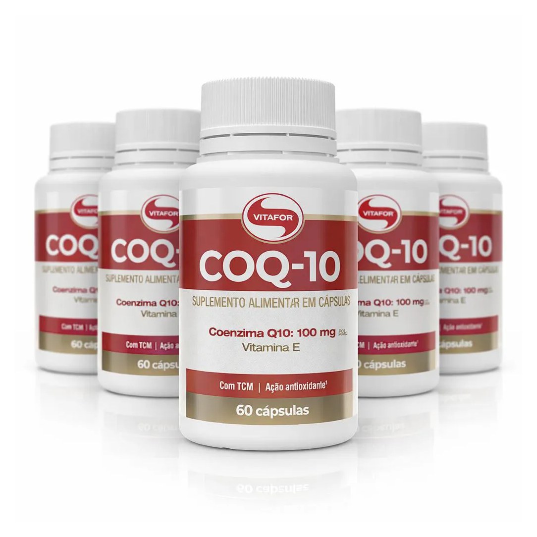 Kit 5 Coq-10 Vitafor Coenzima Q10 100mg e Vit.e 60 Caps
