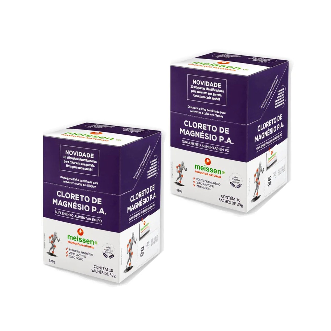 Kit 2un Cloreto de Magnésio P.a. Display 10 Sachês de 33g Meissen sem Sabor