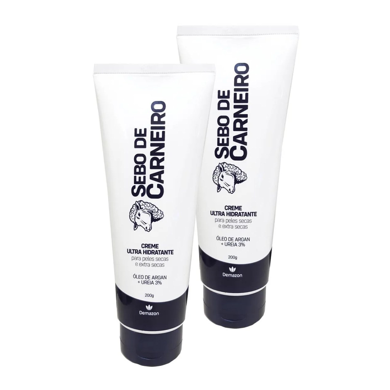 Kit 2un Creme Ultra Hidratante Sebo de Carneiro Uréia 3% Bisnaga Argan