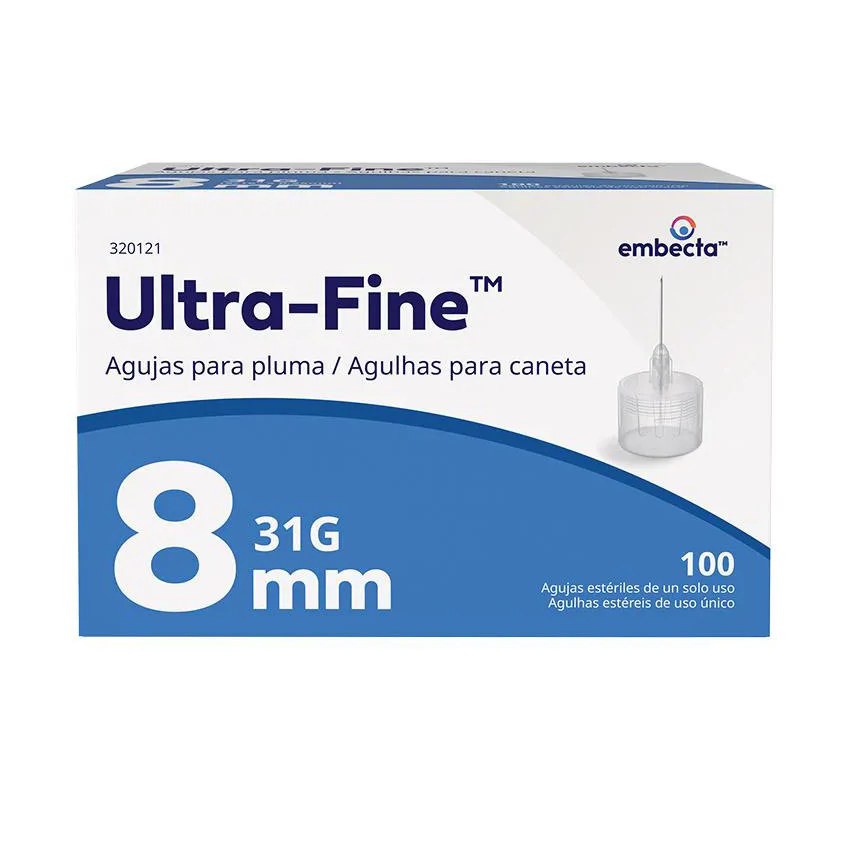Agulha para Caneta Aplicadora de Insulina BD Ultra-Fine 8mm 100 unidades