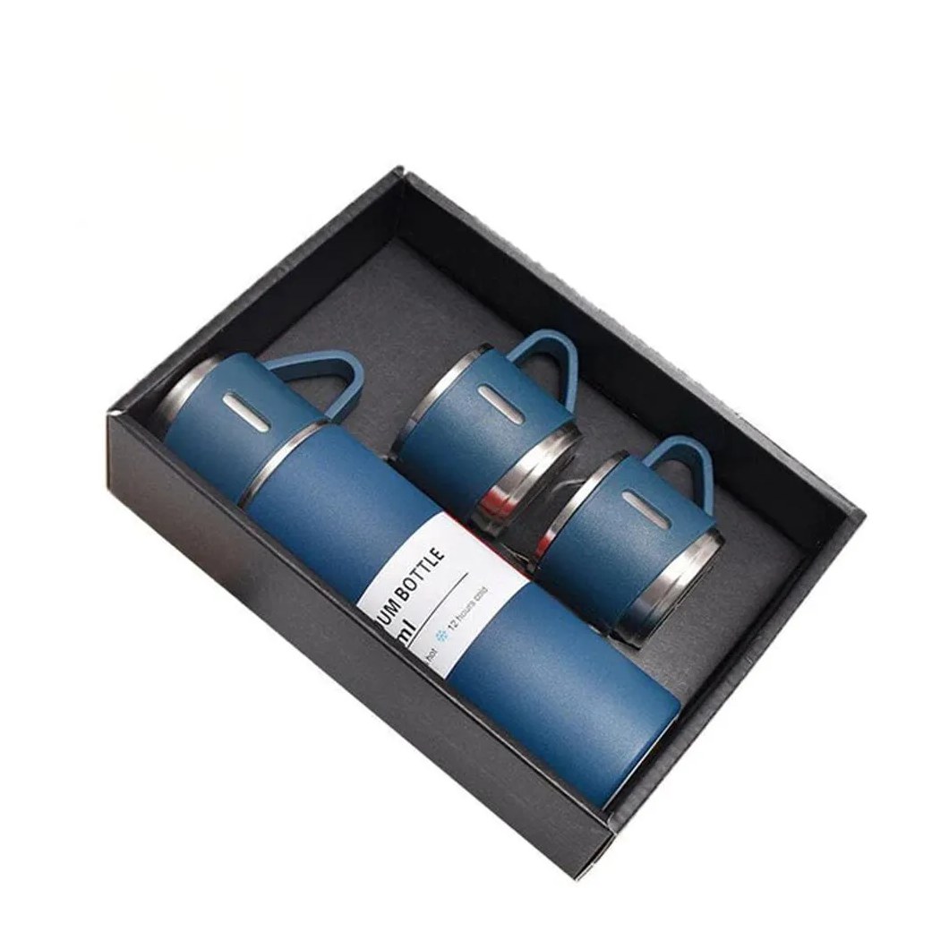 Garrafa Térmica Vacuum Flask Set 500ml + 3 Xicaras - Xtuned Azul