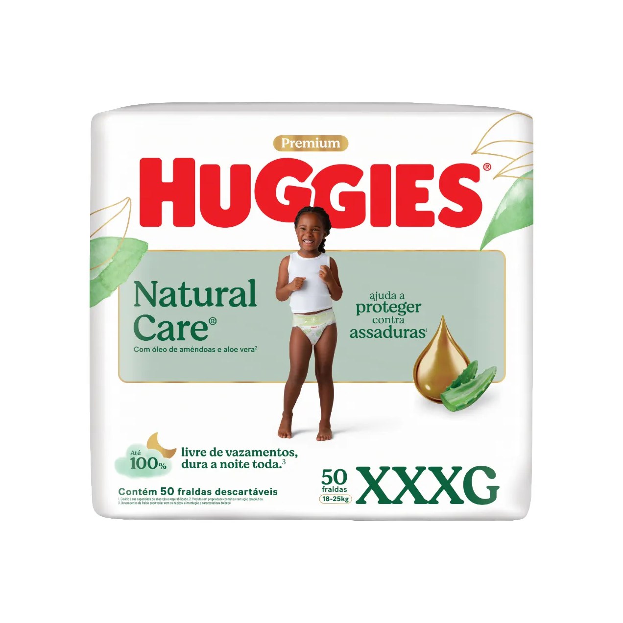 Fralda Huggies Hipoalergênica Natural Care XXXG 50 unidades