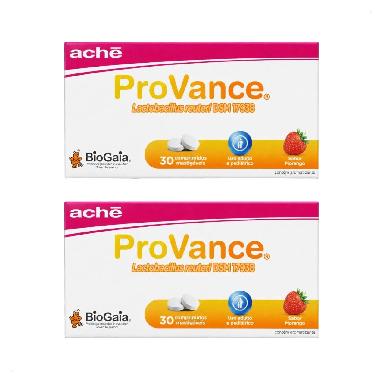 Kit 2 Probiótico Provance Morango 30 Comprimidos Mastigáveis