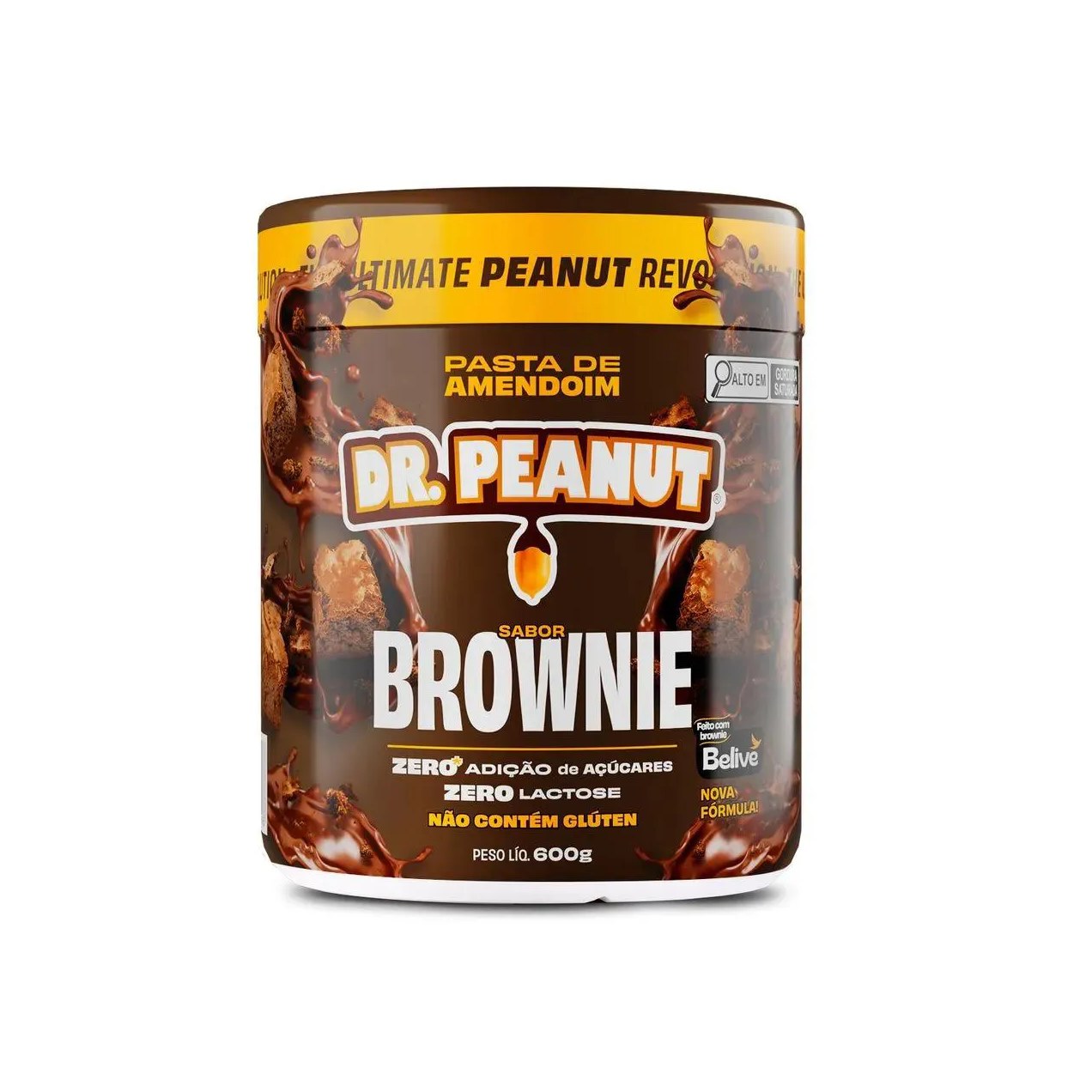 Pasta de Amendoim Sabor Brownie com Whey Protein Dr. Peanut 600g