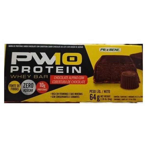 PW10 probene Barra de proteínas sabor chocolate com cobertura sabor chocolate ao leite sem adição de açúcar