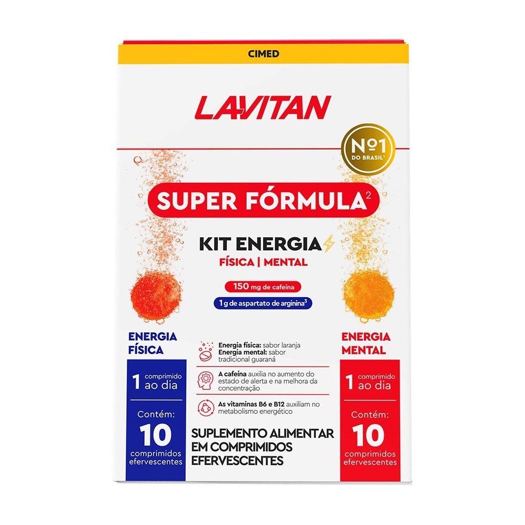 Lavitan Kit Físico e Mental 10 comprimidos efervescentes cada – Cafeína + Arginina