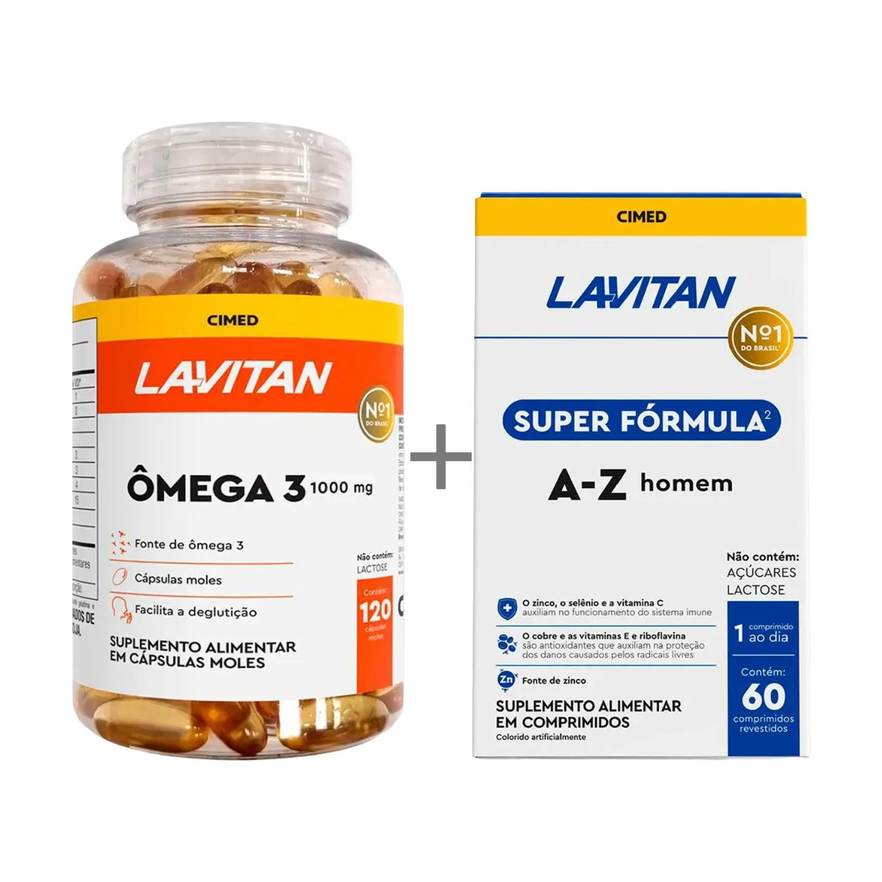 Kit Lavitan Polivitamínico Super Fórmula A-Z Homem 60 comprimidos + Ômega 3 120 cápsulas
