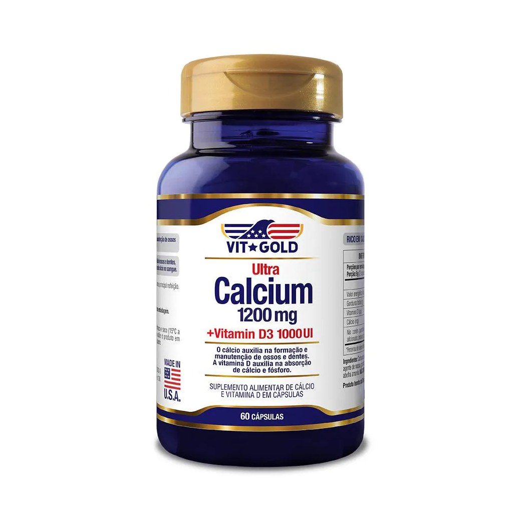 Ultra Cálcio 1200mg + Vitamina D3 1000UI 60 Cápsulas Vitgold