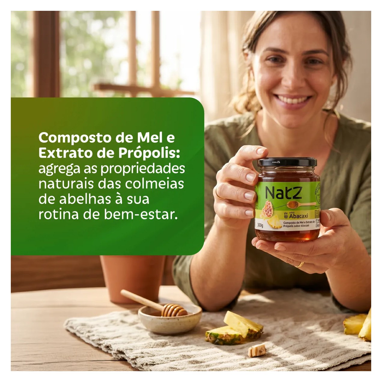 Composto de Mel e Própolis Natz Abacaxi 300g
