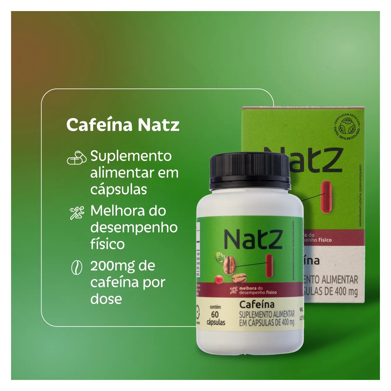 Cafeína Natz 60 Cápsulas