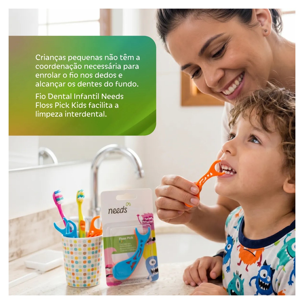 Fio Dental Infantil Needs Floss Pick Kids 10 Unidades