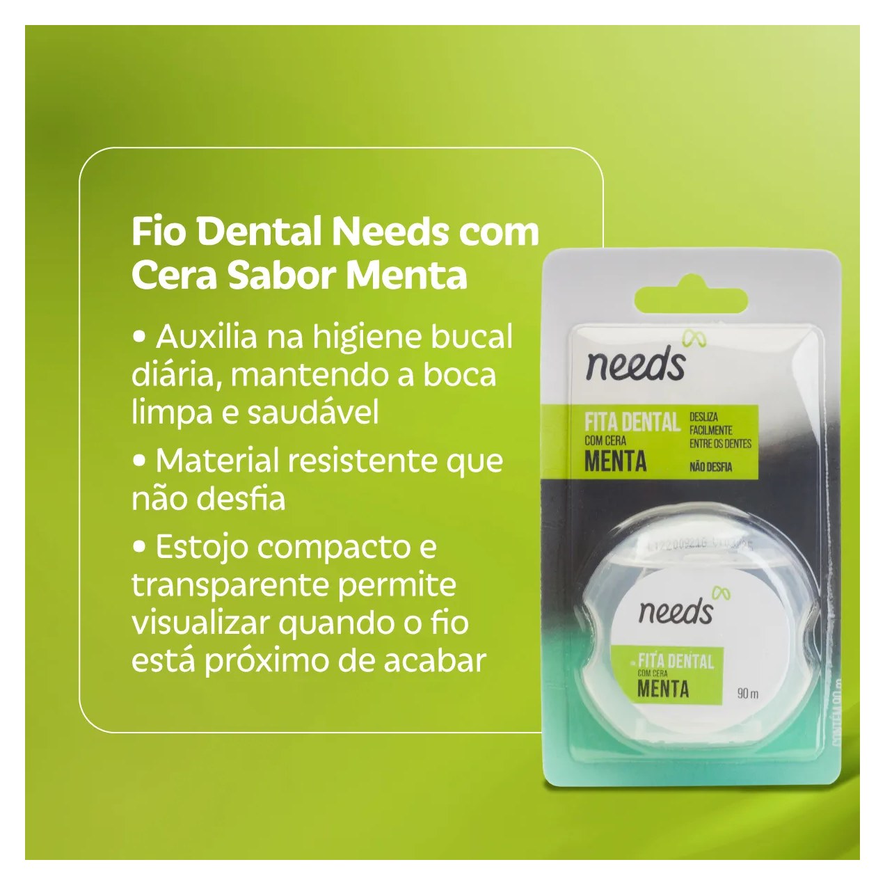 Fita Dental Needs com Cera Menta 90m