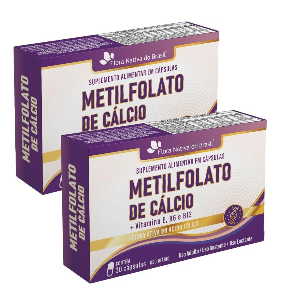 KIT 2X Metilfolato de Cálcio com Vitaminas 30 Cápsulas - Flora Nativa