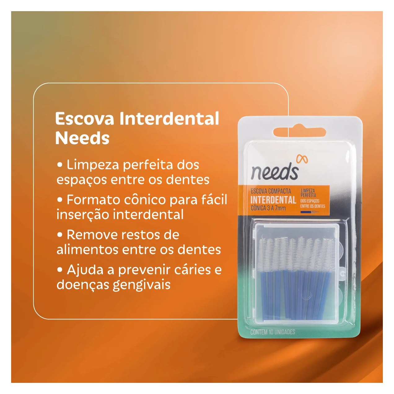 Escova Interdental Needs Cônica 3 a 7mm 10 Unidades