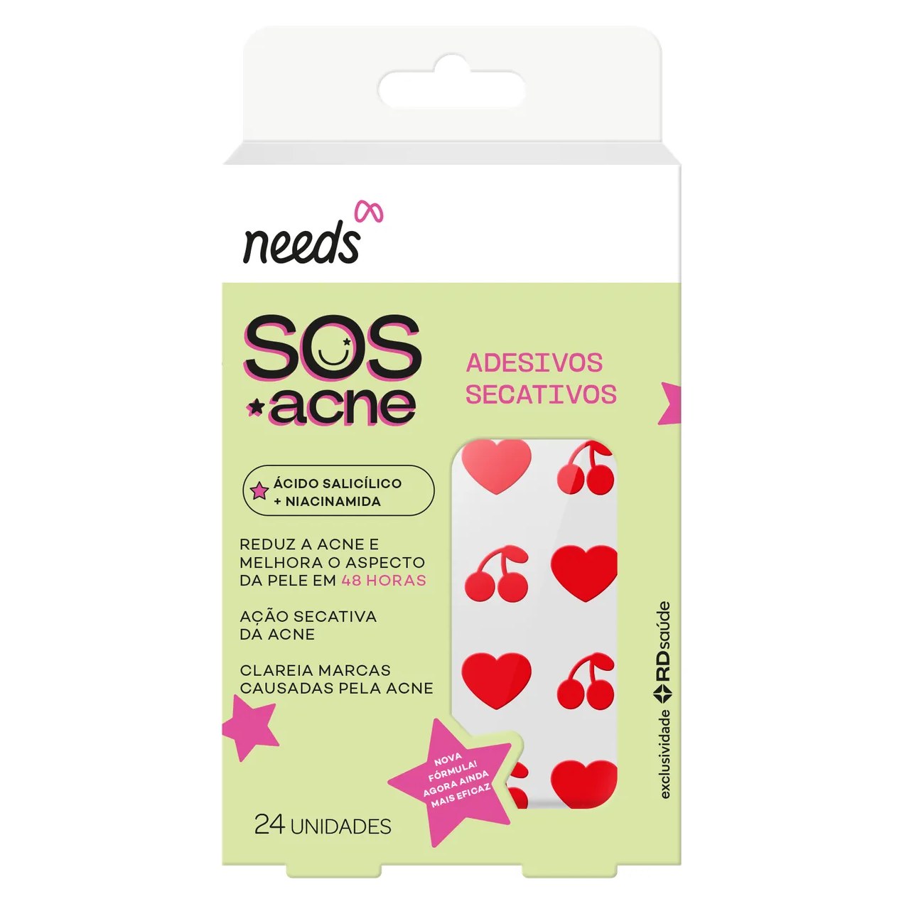Adesivo Secativo para Acne Needs SOS Acne Ácido Salicílico 24 unidades