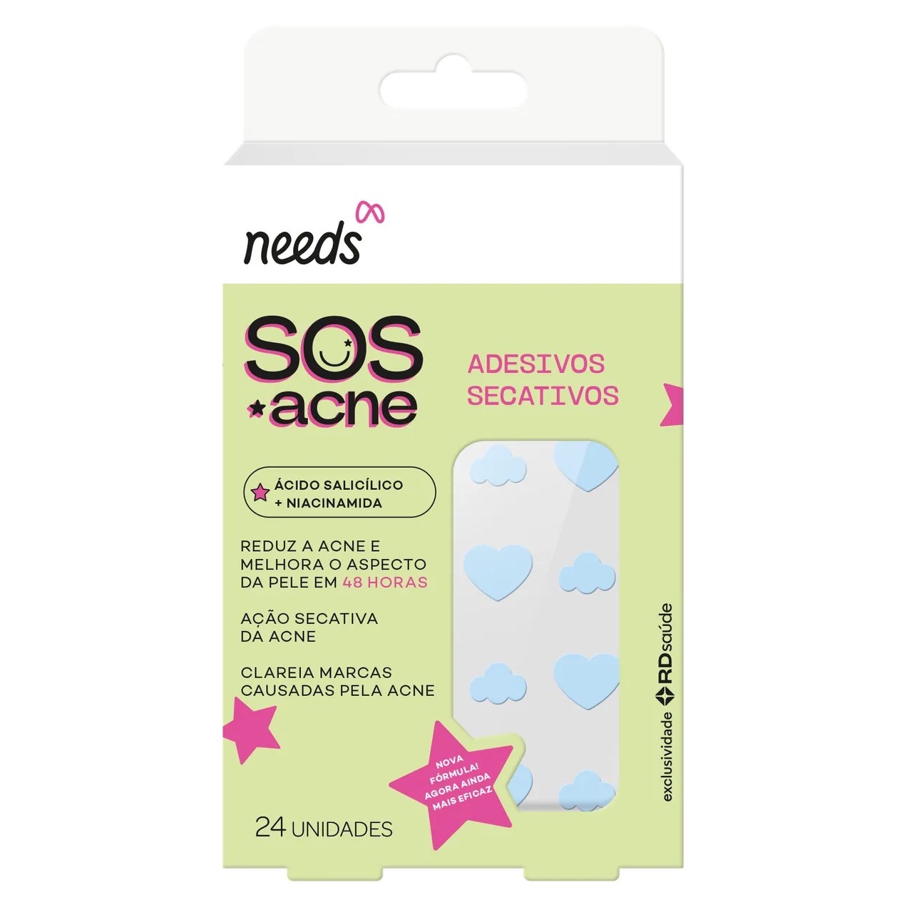Adesivo Secativo para Acne Needs SOS Acne Ácido Salicílico 24 unidades