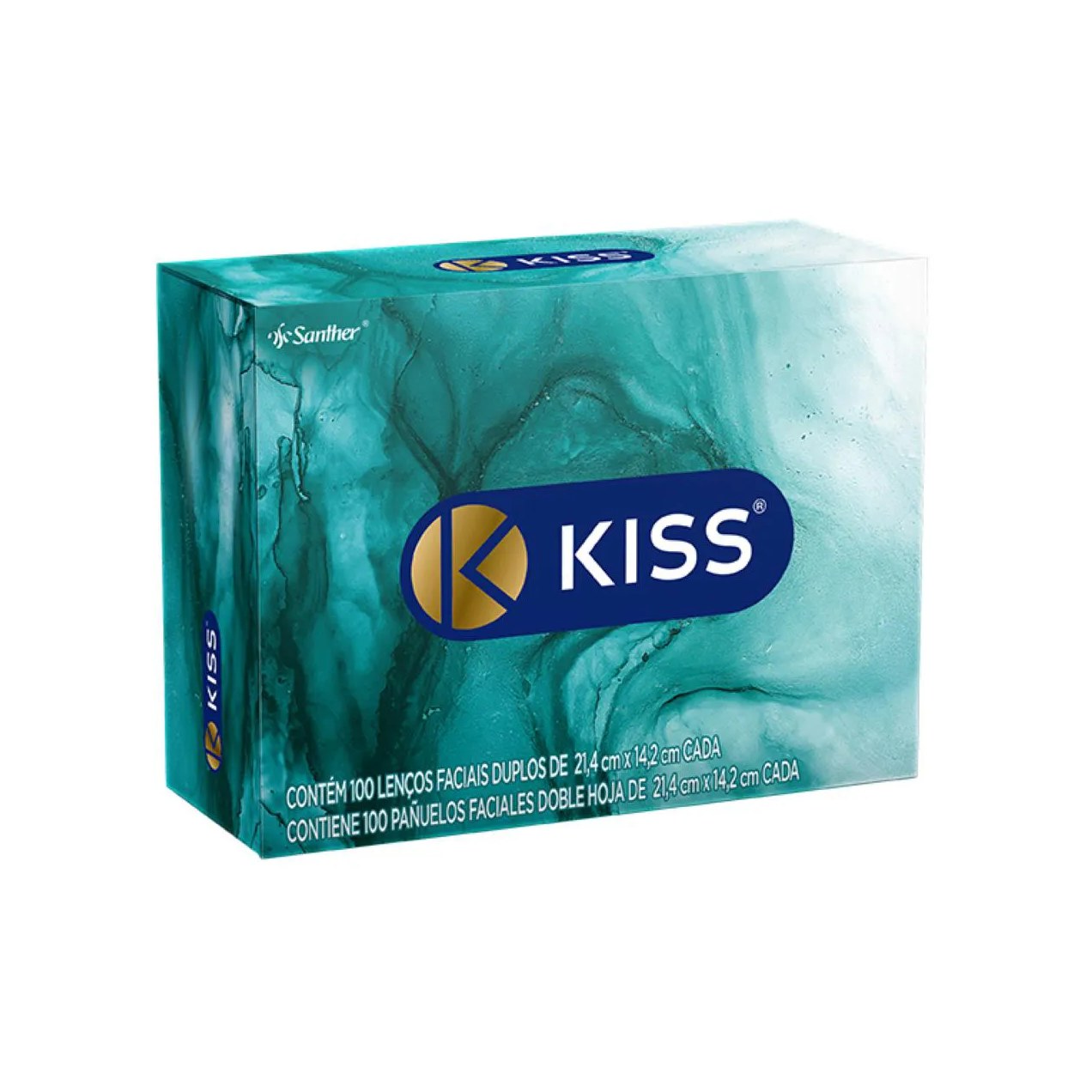 Lenço de Papel Facial Kiss Folha Dupla com 100 Unidades