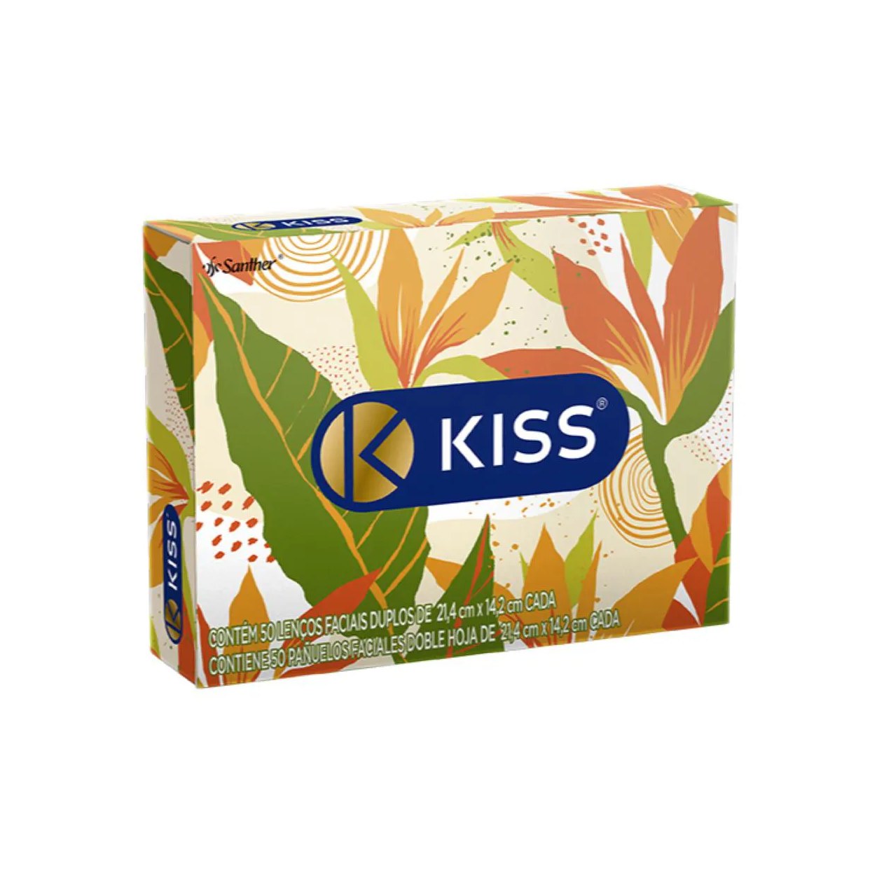 Lenço de Papel Facial Kiss Folha Dupla com 50 Unidades