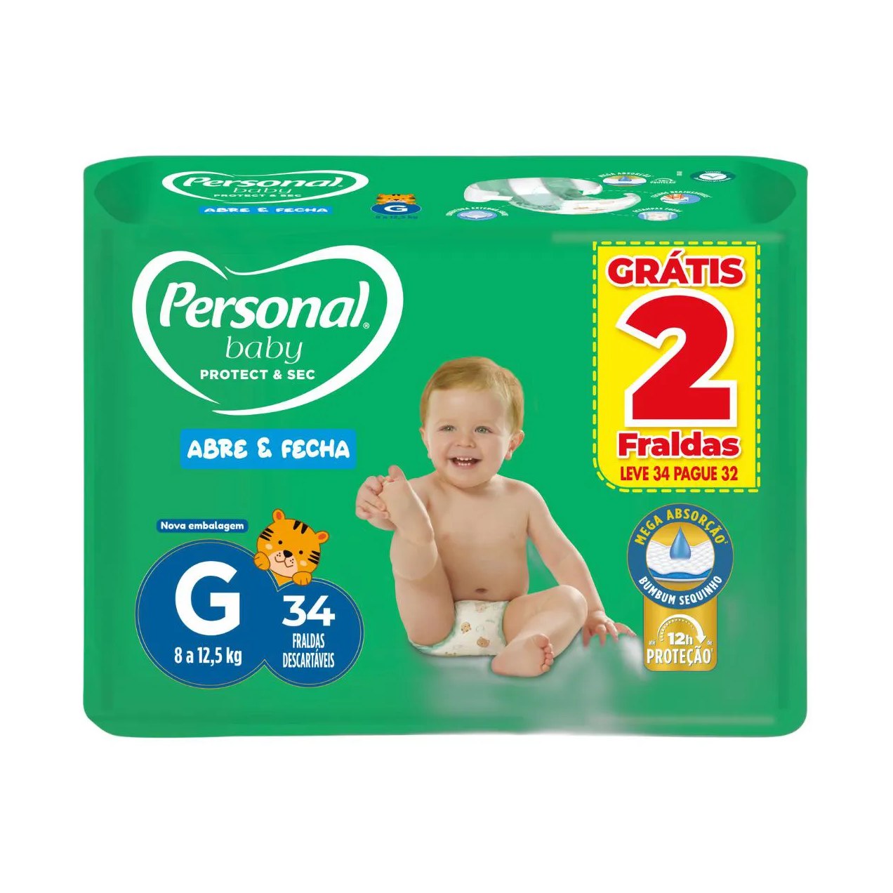 Fralda Personal Baby Protection & Sec G 34 unidades