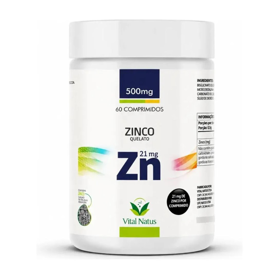 Suplemento Mineral Zinco Quelato 21mg 60 Comprimidos Vital Natus