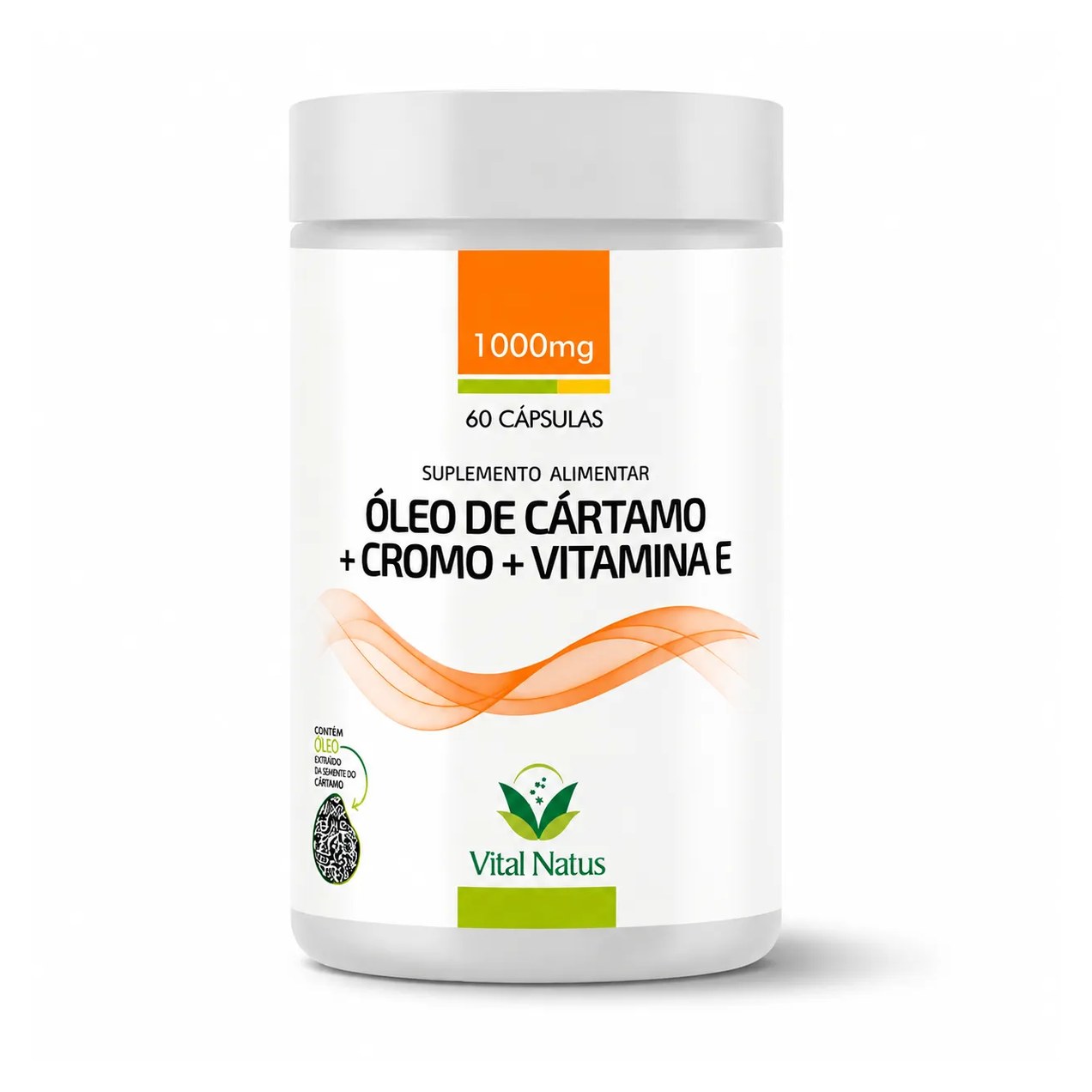 Suplemento Alimentar Óleo de Cártamo 1000mg + Cromo + Vitamina E 60 Cápsulas Vital Natus