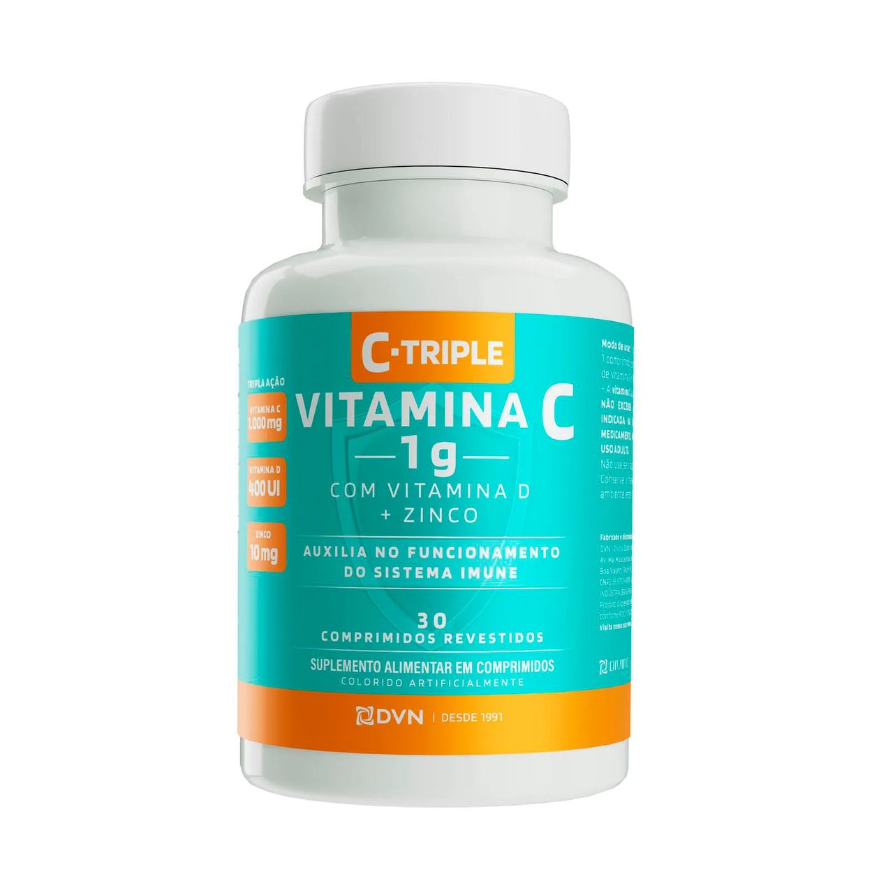 Vitamina C 1g+vit D 400ui+zinco 10mg 30 comprimidos C-triple