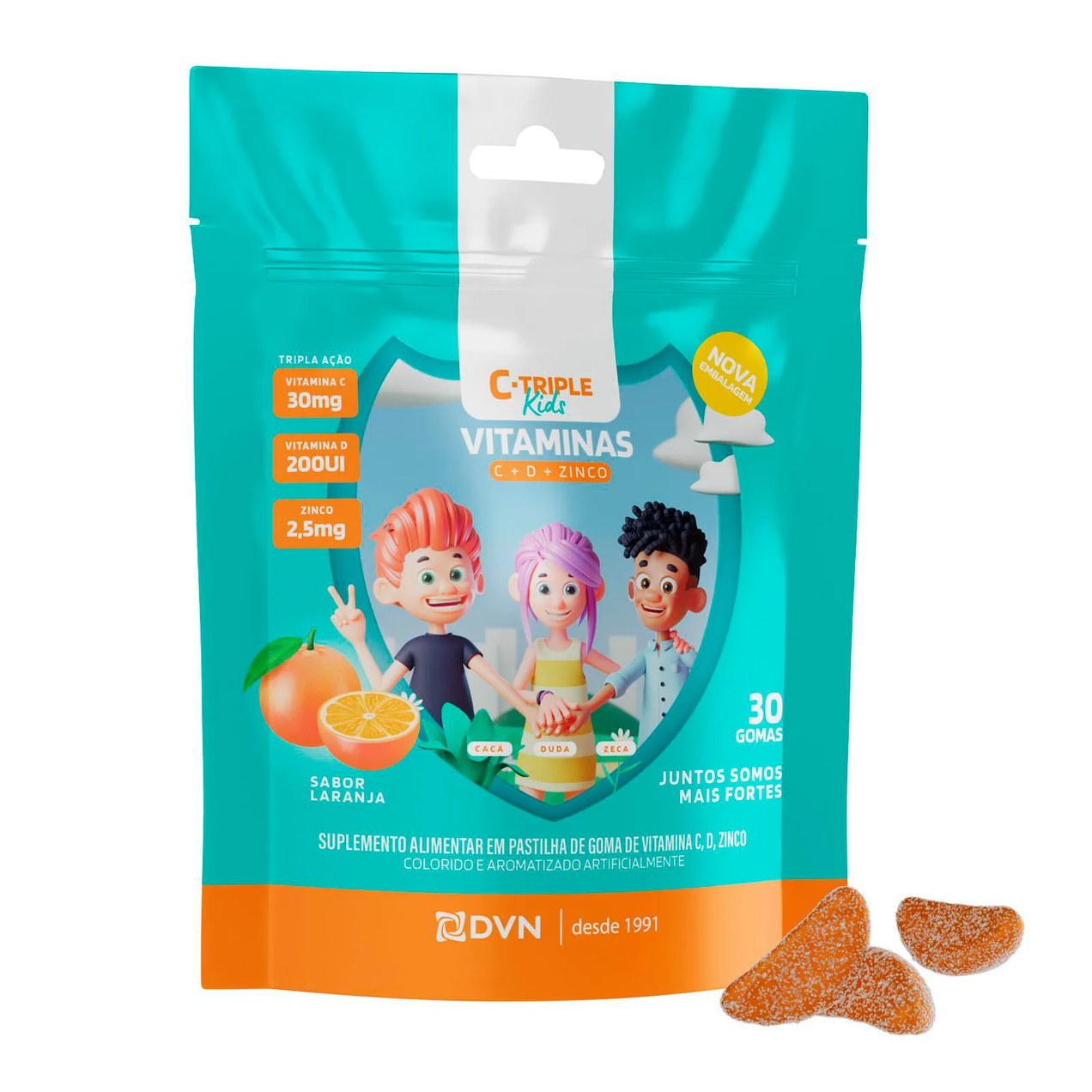 Vit C +vit D +zinco em Gomas 30 unidades - C-triple Kids