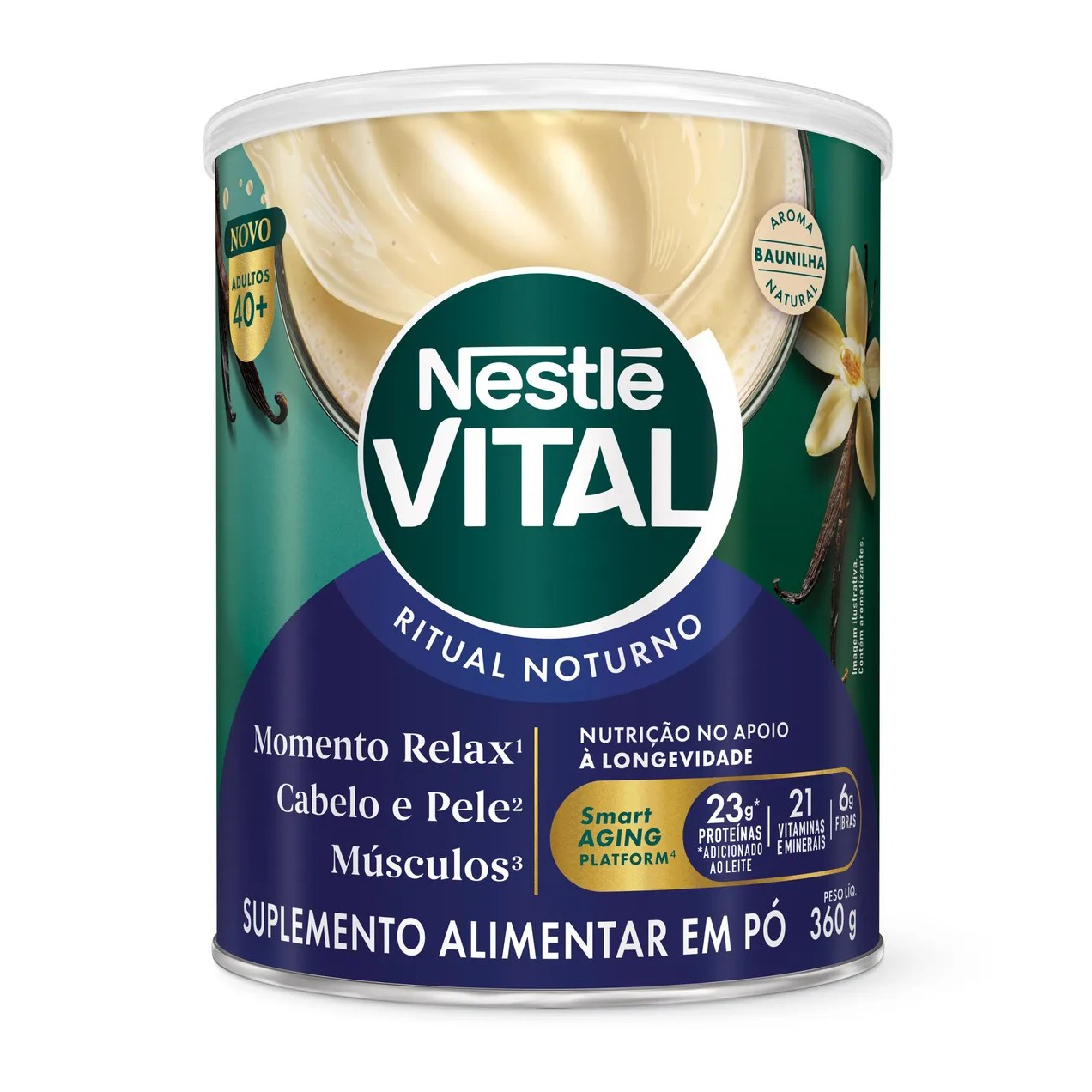 Suplemento Alimentar em Pó Nestlé Vital Ritual Noturno Baunilha 360g