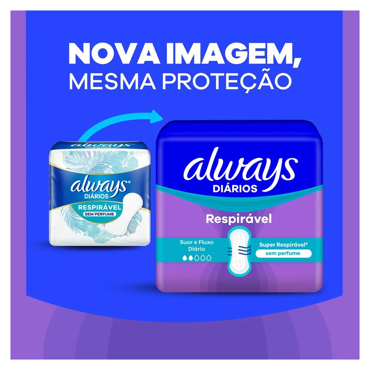 Protetor Diário Always Sem Perfume Respirável com 80 unidades