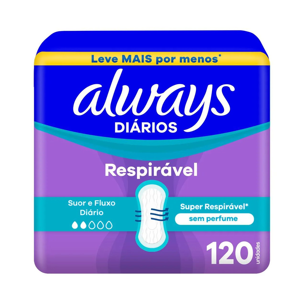 Protetor Diário Always Respirável Sem Perfume 120 unidades
