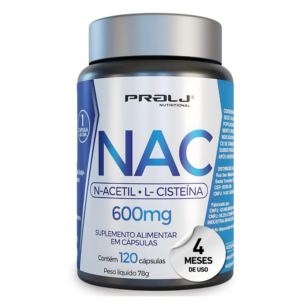 Nac 600Mg 120 cápsulas | N-Acetilcisteína Prolj Nutritional