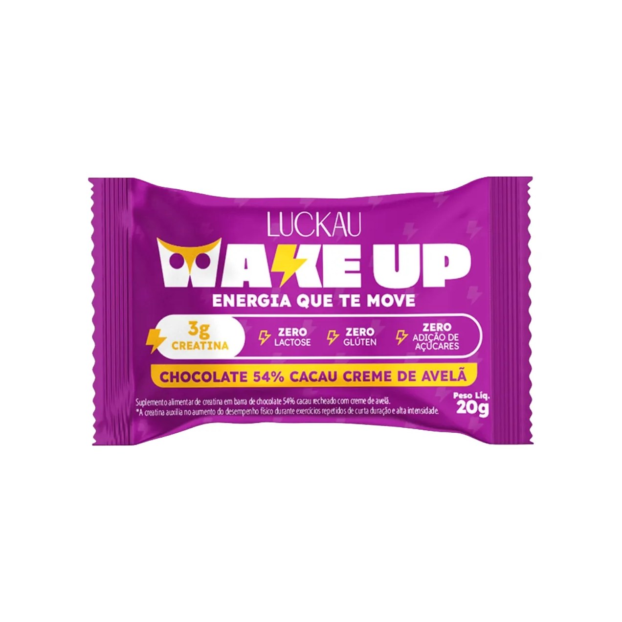 Bombom Luckau Wake Up Chocolate 54% Cacau com Creatina 3g 20g
