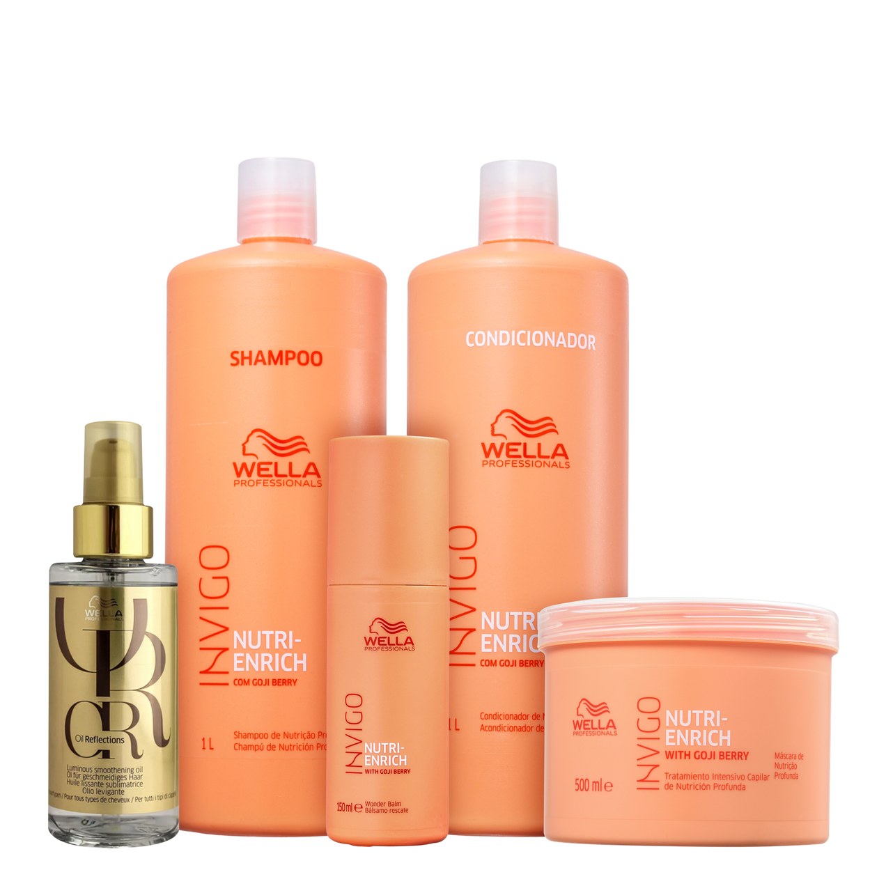 Kit Wella Professionals Invigo Nutri-Enrich & Oil Reflections Super Salon (5 Produtos)