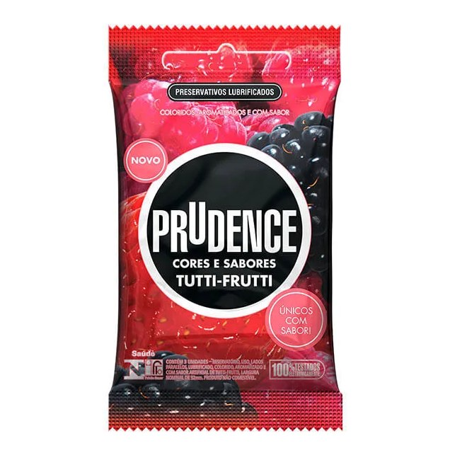 Preservativo Prudence Cores E Sabores Tutti Frutti Com 3 Unidades
