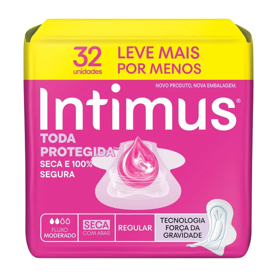 Absorvente Intimus Toda Protegida Com Abas Seca 32 Unidades