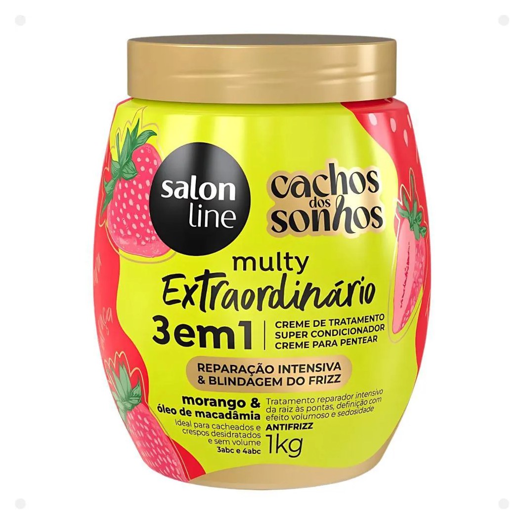 Creme de Tratamento 3 em 1 Salon Line Multy Extraordinário Cachos dos Sonhos Morango e Óleo de Macadâmia 1kg