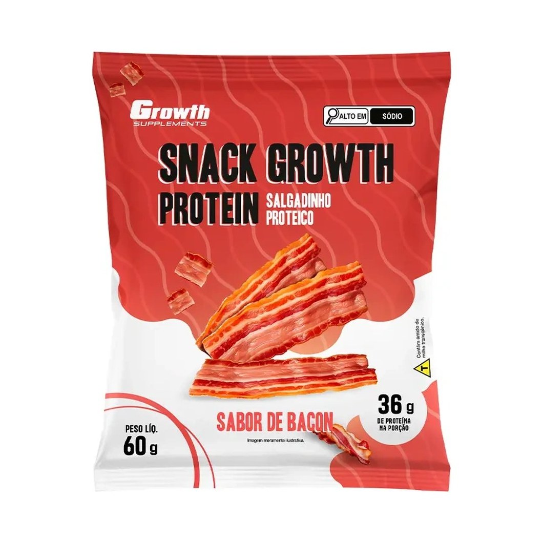 Snack Growth Protein 60g Sabor Bacon