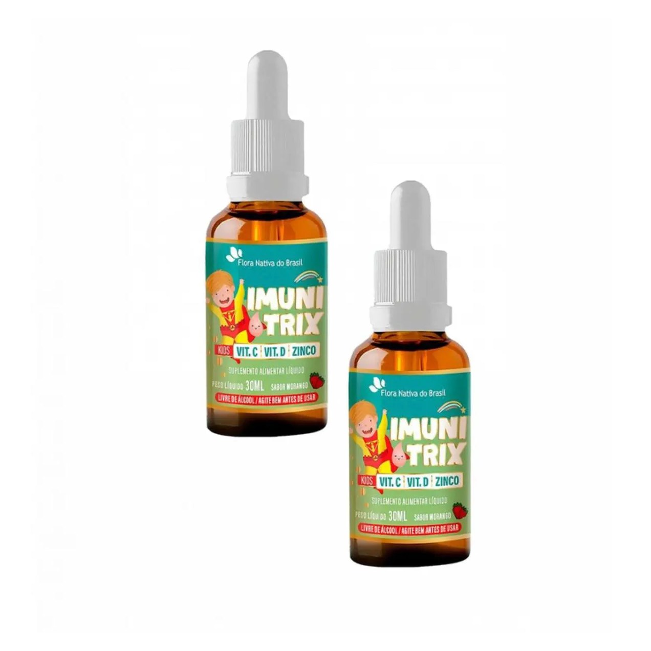 2x Imunitrix – Vitamina C – Vitamina D – Zinco – 30ml – Morango
