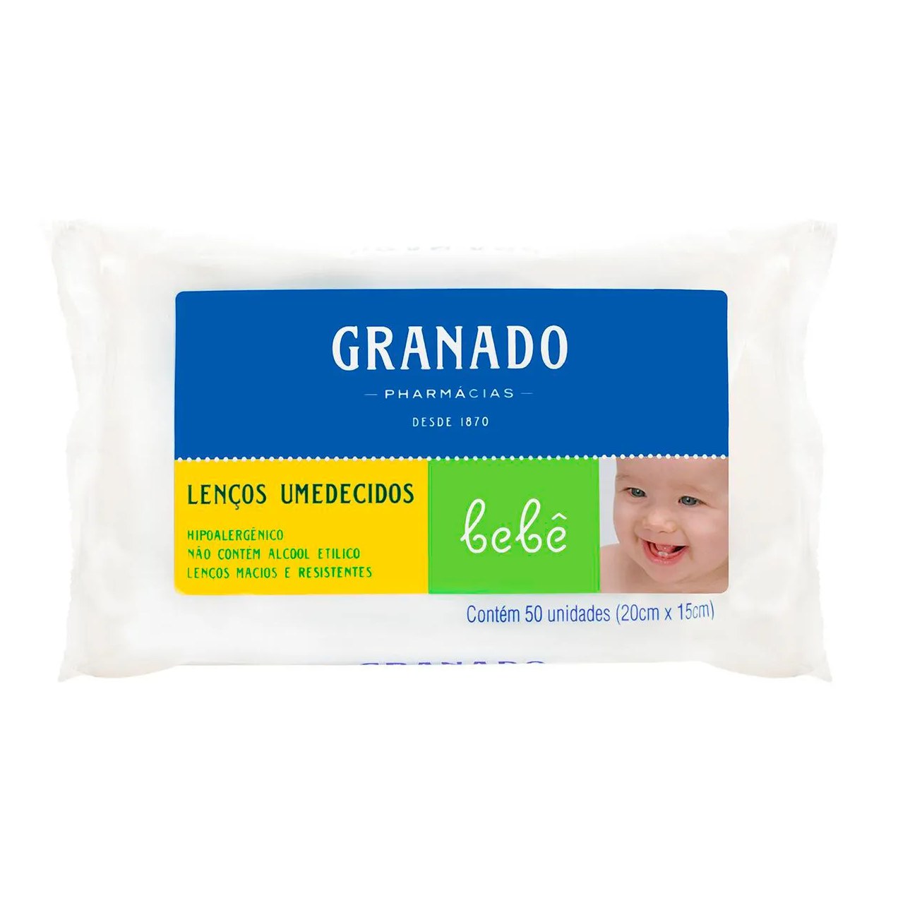 Lenço Umedecido Granado Bebê Hipoalergênico Sem Álcool 50 unidades