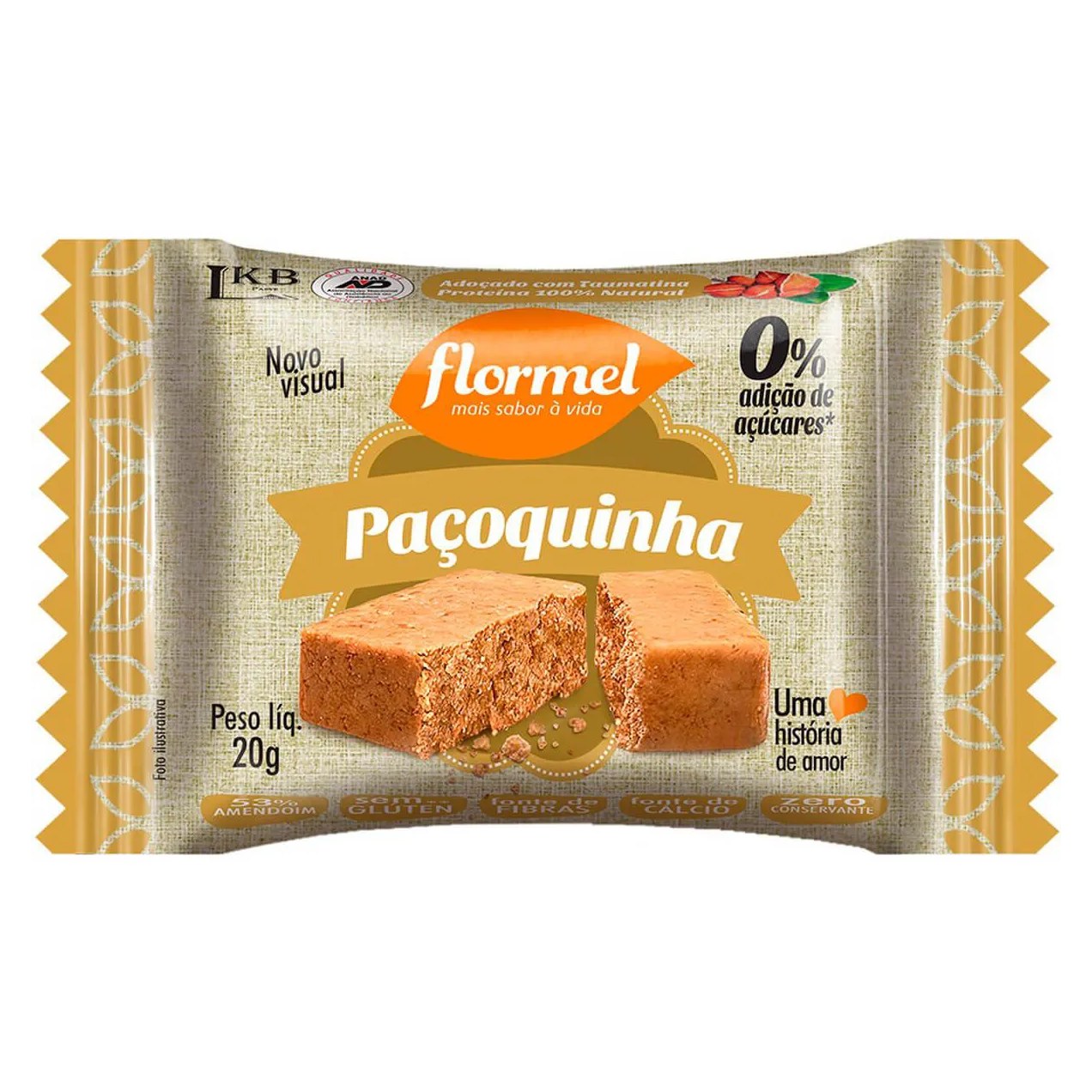 Paçoca Zero Açúcar Flormel com 20g