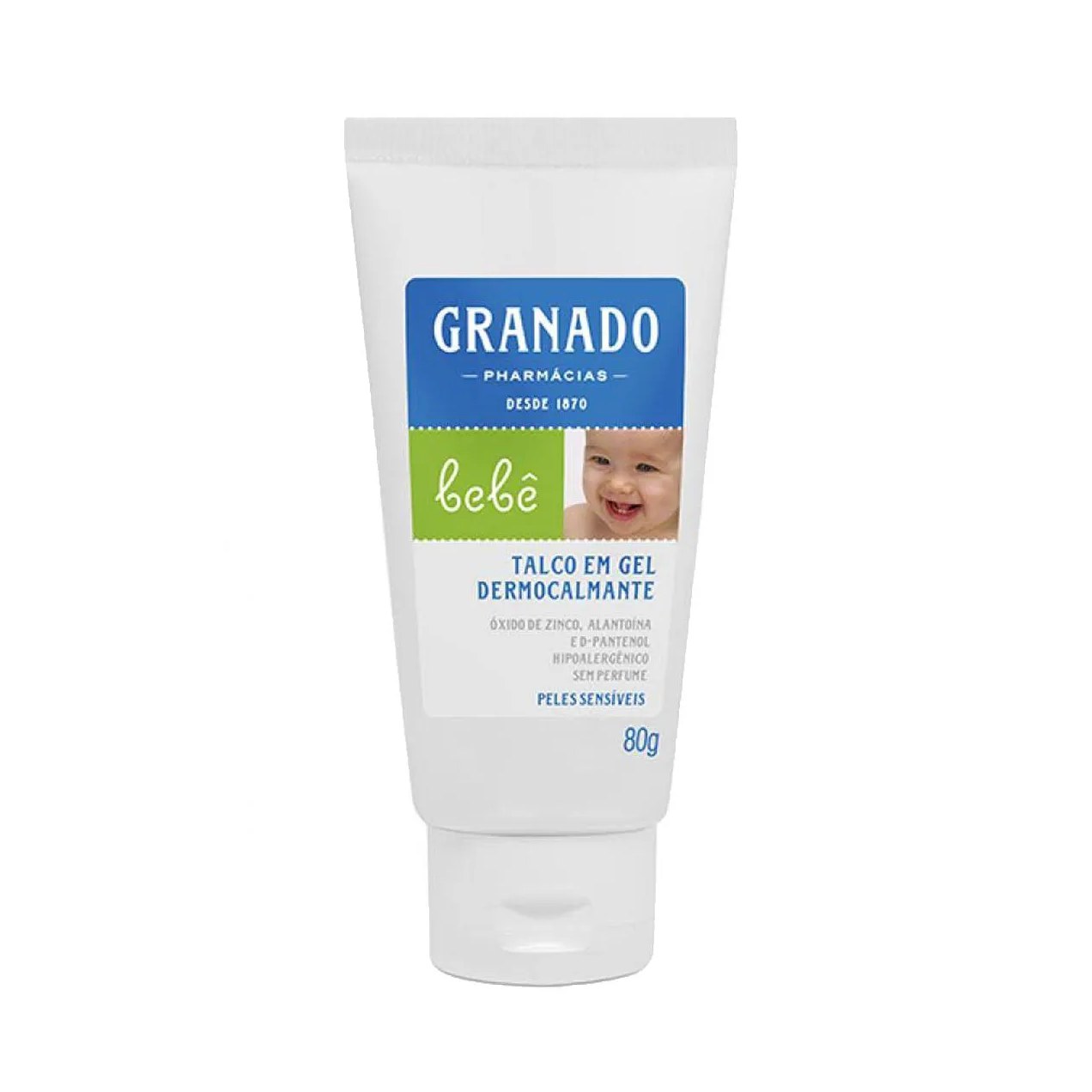 Talco em Gel Granado Bebê Dermocalmante Hipoalergênico Peles Sensíveis Sem Perfume 80g
